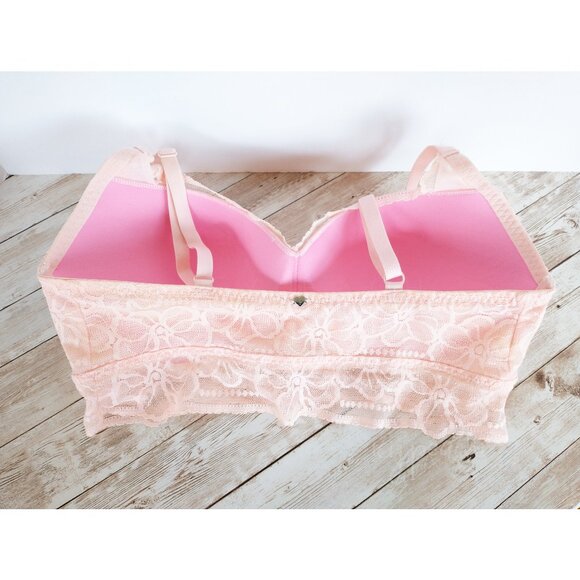 Pink by VS Size M(D-DD) Medallion Lace Bralette Victoria’s Secret Pushup Floral - Picture 9 of 14